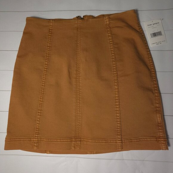 Free People Modern Femme tobacco colored mini skirt - size 8, new with tags! - Picture 2 of 13